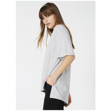 Fabrika Talita Gri Melanj V Yaka Kadın T-Shirt