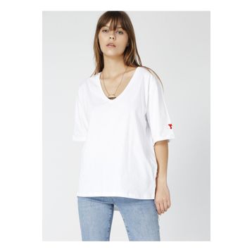 Fabrika TALITA V Yaka Oversize Düz Kadın T-Shirt