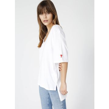 Fabrika TALITA V Yaka Oversize Düz Kadın T-Shirt