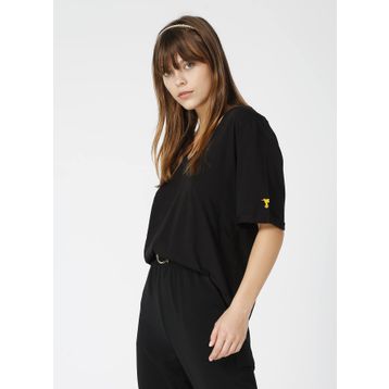 Fabrika TALITA V Yaka Oversize Düz Kadın T-Shirt