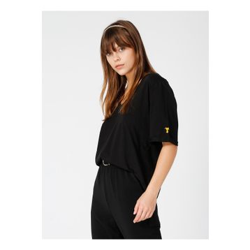 Fabrika TALITA V Yaka Oversize Düz Kadın T-Shirt