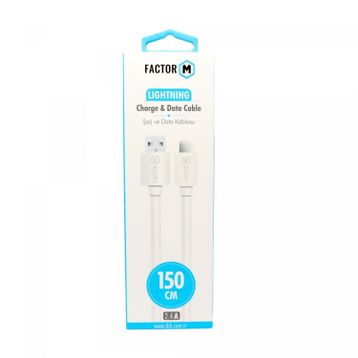 Factor-M 2.4a 1.5 m Beyaz Data ve Şarj Kablo