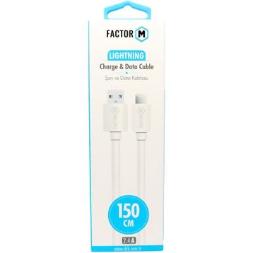 Factor-M 2.4a 1.5 m Beyaz Data ve Şarj Kablo