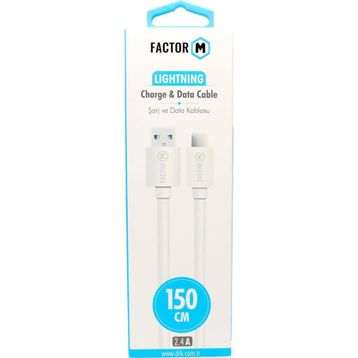 Factor-M FM-2415L 2.4A 1.5 m Lightning Beyaz Data Kablo