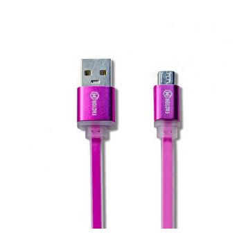 Factor-M Micro 3A 1.20 m Pembe Data ve Şarj Kablo
