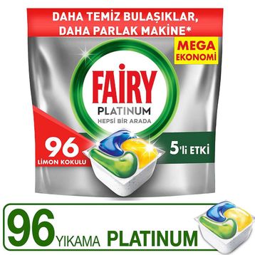 Fairy 96 Yıkama Limon Kokulu Platinum Bulaşık Makinesi Kapsülü