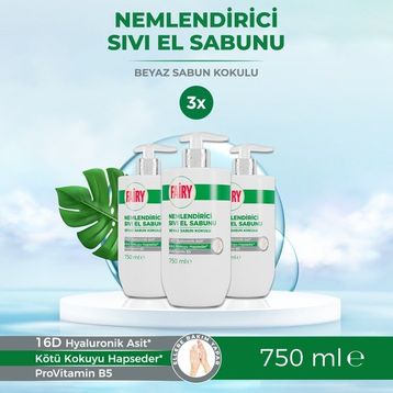 Fairy Beyaz Sabun 750 ml Nemlendirici Sıvı Sabun (3 adet)