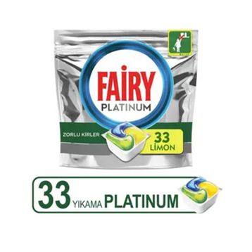 Fairy Platinum 33 Yıkama Kapsülü Limon Kokulu Bulaşık Makinesi Deterjanı