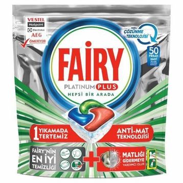 Fairy Platinum Plus Anti-Mat Teknolojisi 50 Tablet Bulaşık Makinesi Tableti