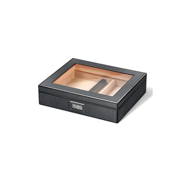 Falconetti RC38 Karbon Fiber Siyah Camlı Kısa Humidor Puro Kutusu