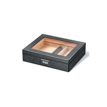 Falconetti RC38 Karbon Fiber Siyah Camlı Kısa Humidor Puro Kutusu