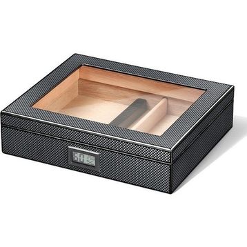 Falconetti RC38 Karbon Fiber Siyah Camlı Kısa Humidor Puro Kutusu