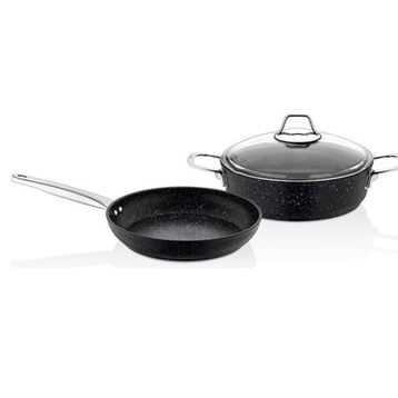 Falez Black Line 3 Parça 26 cm Siyah Granit Tencere Tava Seti