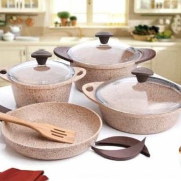 Falez Creamy Granit 7 Parça Tencere Takımı