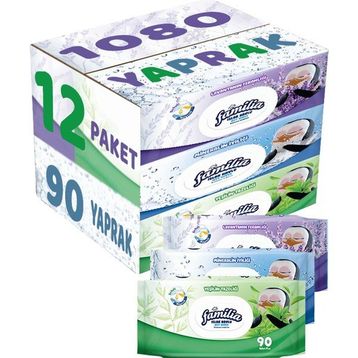Familia Lavanta-Mineral-Yeşilin Tazeliği 90 Yaprak Karma 12 Li Set 1080 Yaprak Islak Havlu Mendil