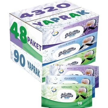 Familia Lavanta-Mineral-Yeşilin Tazeliği 90 Yaprak Karma 48'li Set 4320 Yaprak Islak Havlu Mendil