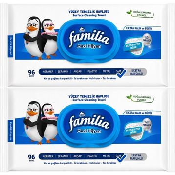 Familia Maxi Hijyen Kabartma Doku Plastik Kapaklı 96 Yaprak Yüzey Temizlik Havlusu