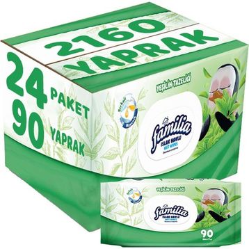 Familia Yeşilin Tazeliği 24x90 Yaprak Plastik Kapaklı Islak Havlu Mendil