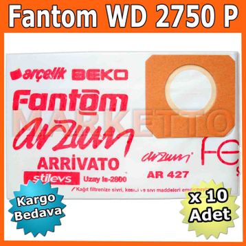 Fantom Master WD 2750 M Kağıt 10 Adet Uyumlu Süpürge Toz Torbası