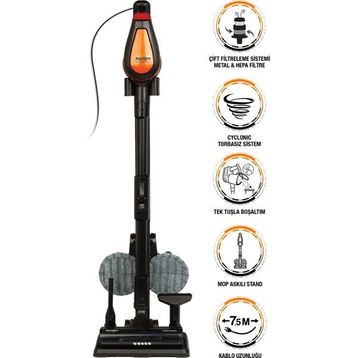 Fantom Pluto Plus P6100 Cyclone Islak Kuru Siyah Dikey Süpürge