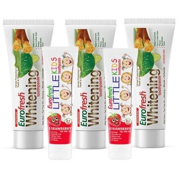 Farmasi 5x112 gr Eurofresh Aloe Veralı Misvaklı Beyazlatıcı + Eurofresh Little Kids Çocuk Diş Macunu Çilekli 50 gr 2 Adet Diş Macunu