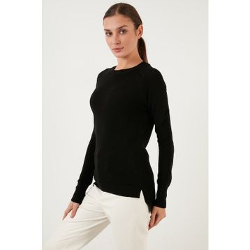 Fashion Friends 22k0252k1 Siyah Bisiklet Yaka Düz Kadın Kazak