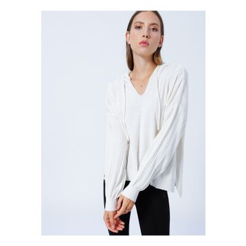 Fashion Friends 22k0267k1 Kapüşon Yaka Düz Bej Kadın Kazak