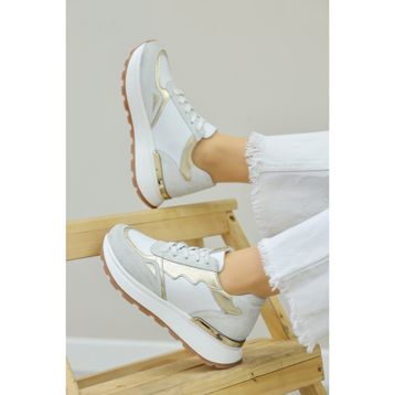 Fast Step 757ZA24066 Beyaz Altın Hakiki Deri Kadın Casual Ayakkabı