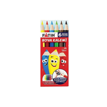 Fatih 33006 6 Renk Yarım Boy Kuru Boya Kalemi