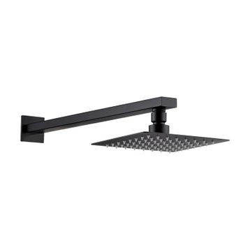 Fause Ankastre Borulu Kare Slim Metal 20x20 cm Siyah Duş Başlığı