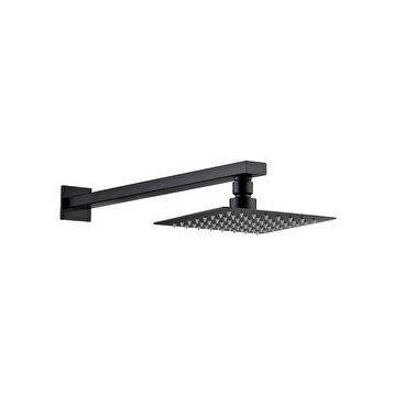 Fause Ankastre Borulu Kare Slim Metal 20x20 cm Siyah Duş Başlığı