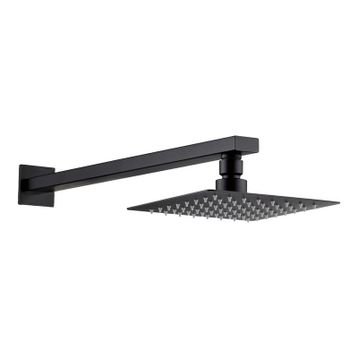 Fause Ankastre Borulu Kare Slim Metal 20x20 cm Siyah Duş Başlığı
