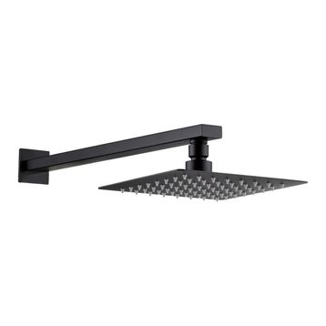 Fause Ankastre Borulu Kare Slim Metal 25x25 cm Siyah Duş Başlığı