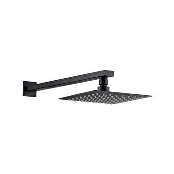 Fause Ankastre Borulu Kare Slim Metal 25x25 cm Siyah Duş Başlığı