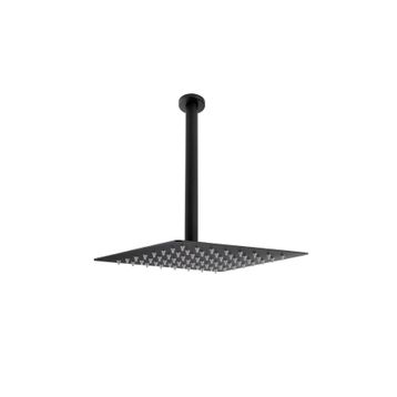 Fause Ankastre Borulu Kare Slim Metal 25x25 cm Tavandan Siyah Duş Başlığı