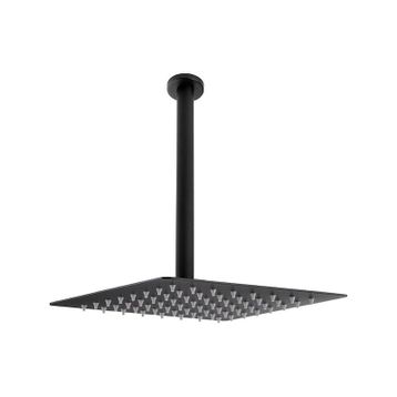 Fause Ankastre Borulu Kare Slim Metal 25x25 cm Tavandan Siyah Duş Başlığı