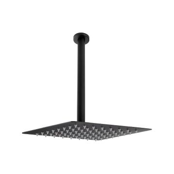 Fause Ankastre Borulu Kare Slim Metal 30x30 cm Tavandan Siyah Duş Başlığı