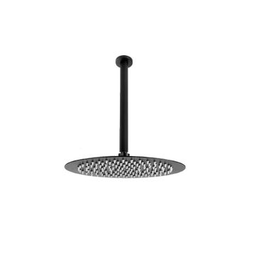 Fause Tavandan Borulu Oval Slim Metal Ankastre Siyah 25 cm Duş Başlığı