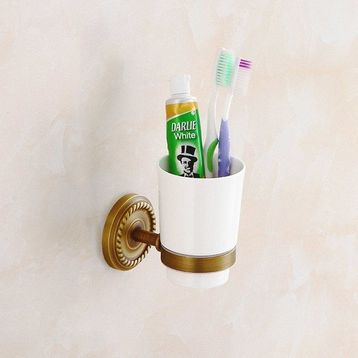 Fause Vintage Antik Pirinç Altın Diş Fırçalık