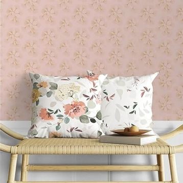 Fecra Çiçek Bahçesi Desenli 43x43 2'li Kırlent Kılıfı