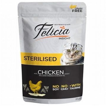 Felicia Tahılsız Yetişkin Sterilised Kısırlaştırılmış Tavuklu 12x85 gr Yaş Kedi Maması