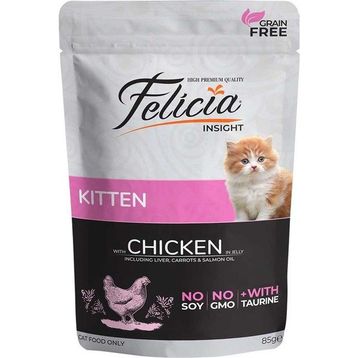 Felicia Tavuklu Tahılsız Yavru Pouch 12x85 gr Yaş Kedi Mama