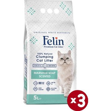 Felin 3x5 lt Marsilya Sabunu Kedi Kumu