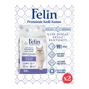 Felin Lavanta Kokulu Bentonit Topaklaşan 2x10 lt Doğal Kedi Kumu