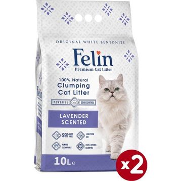 Felin Lavanta Kokulu Bentonit Topaklaşan 2x10 lt Doğal Kedi Kumu