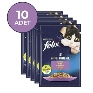 Felix 10x85 gr Kuzu Etli Yetişkin Kedi Yaş Maması