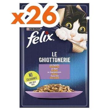 Felix 26X85 Gr Pouch Le Ghiottonerie Kuzu Etli Yaş Kedi Maması