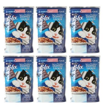 Felix Çifte Lezzet Somonlu ve Sardalyalı 6x100 gr Yaş Kedi Maması