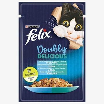 Felix Çifte Lezzet Somonlu ve Sardalyalı Yaş 6x85 gr Kedi Maması