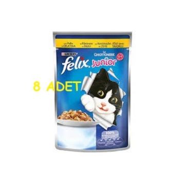 Felix Junior Tavuk Etli Pouch 8x100 gr Kedi Maması